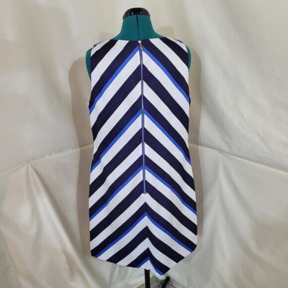 Vince Camuto Blue and Black Chevron Striped Dress - Size 14 - Picture 4 of 9